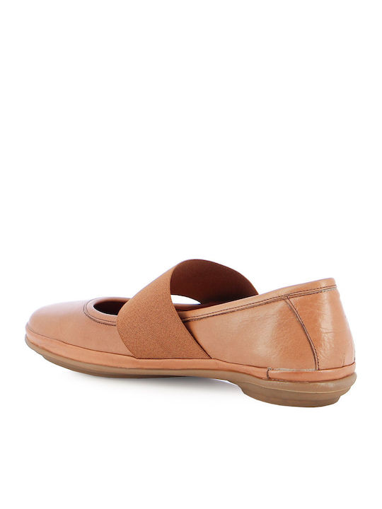Lederne Damen Ballerinas in Tabac Braun Farbe