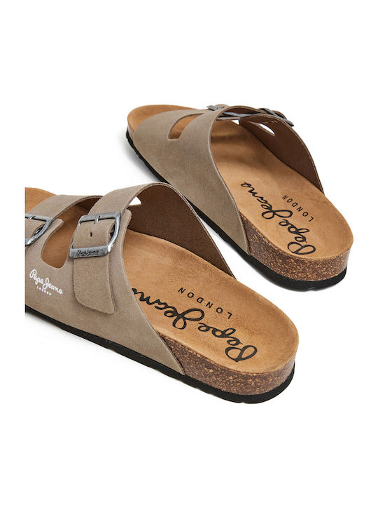 Leder Herrensandalen in Gray Farbe