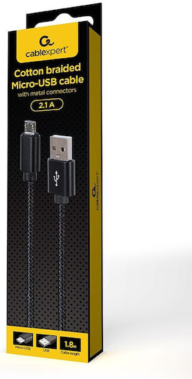 Gembird Geflochten USB 2.0 auf Micro-USB-Kabel Schwarz 1.8m 1Stück