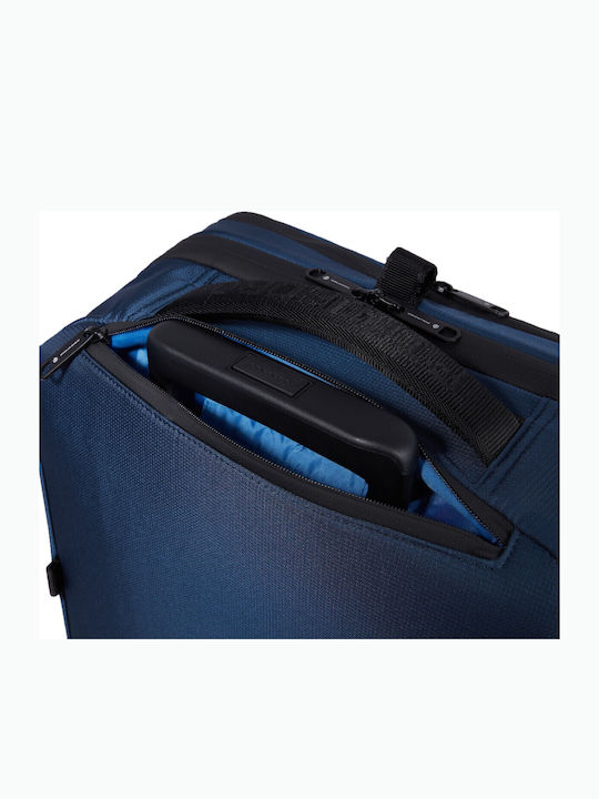 Piquadro Valiză De Călătorie De Cabină Din Material Textil Albastră Cu 4 Roți Înălțime 55 Cm