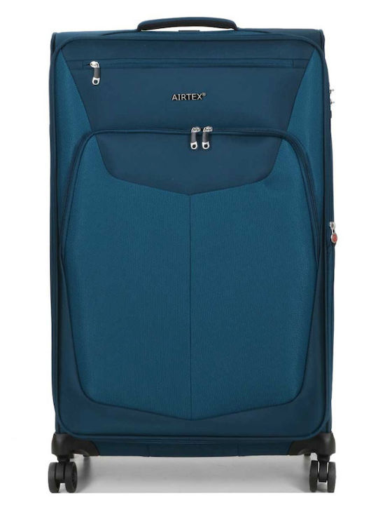 Airtex Paris Μεγάλη Βαλίτσα Ταξιδίου Υφασμάτινη Πετρόλ με 4 Ρόδες Ύψους 79εκ.