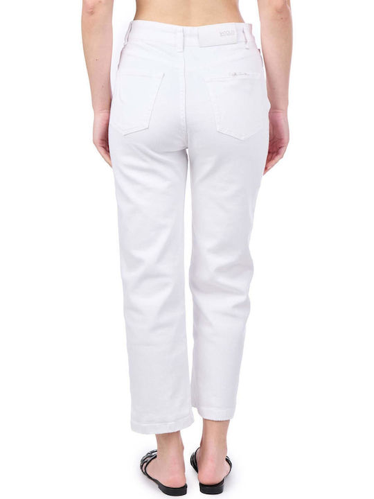 Vicolo High Waist Women's Jean Trousers in Straight Line White