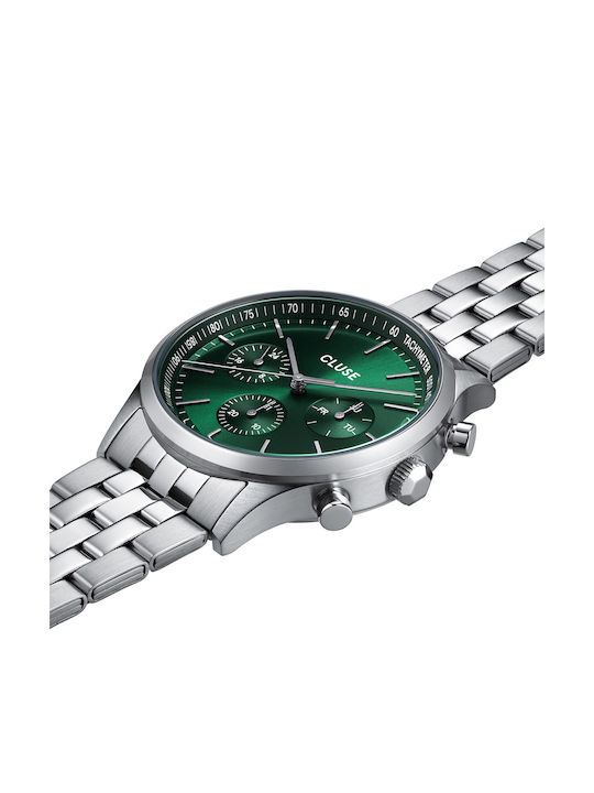 Cluse Watch Battery with Green Metal Bracelet