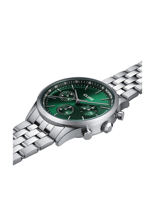 Cluse Ανδρικό Ρολόι 42mm Μπαταρίας με Πράσινο Μεταλλικό Μπρασελέ