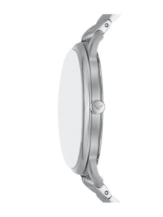 Emporio Armani Ανδρικό Ρολόι 42mm Μπαταρίας με Ασημί Μεταλλικό Μπρασελέ