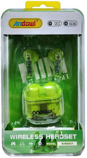 Andowl Q-BQS21 In-ear Bluetooth Handsfree Ακουστικά με Θήκη Φόρτισης Πορτοκαλί