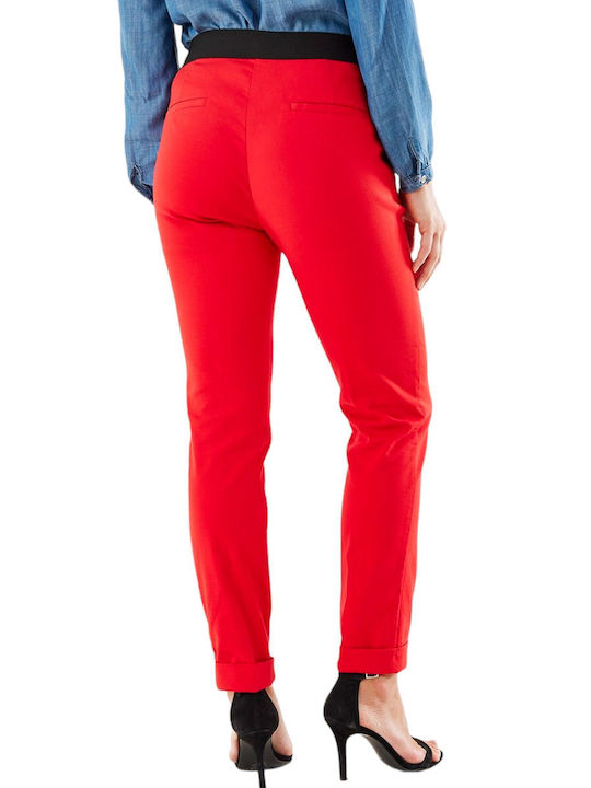 Mexx Γυναικείο Υφασμάτινο Παντελόνι σε Tapered Γραμμή Red