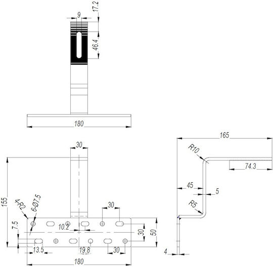 Support for mounting solar panel on roof with "Z" tile 1buc