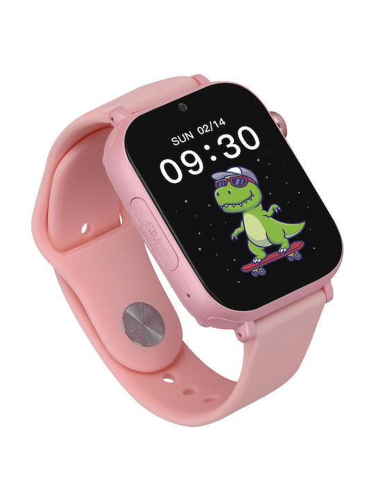 Garett Kinder-Digitaluhr Pro 4g mit GPS und Kautschuk/Plastikarmband Rosa