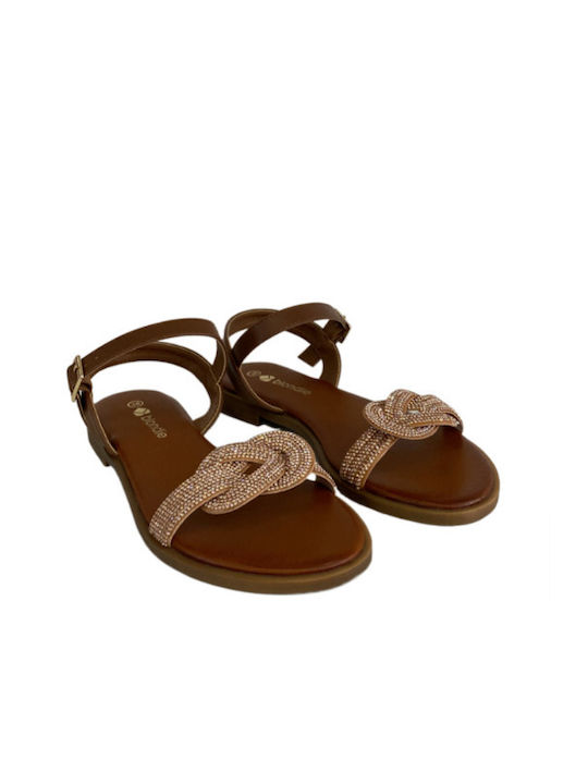 Blondie Women's Flat Sandals in Tabac Brown Color