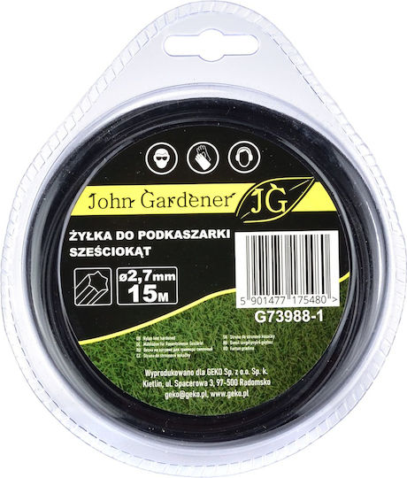John Gardener Hexagon Brush Cutter Trimmer Line 2.7mm 15m