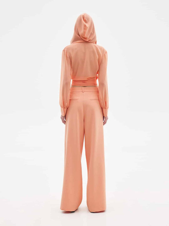 Andrea Women's Blouse with Hood Salmon