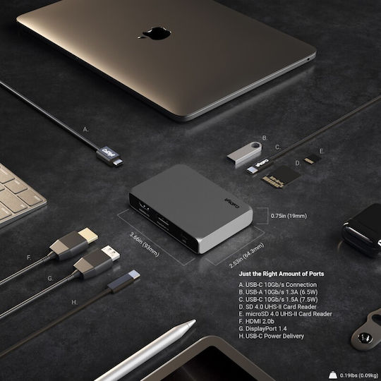 CalDigit USB-C Stație de andocare cu HDMI/DisplayPort 4K PD Gri (CD-USBCSOHODock)