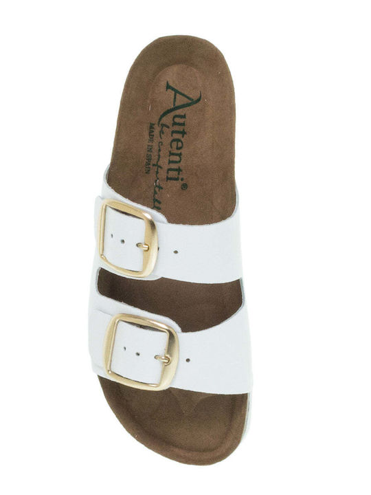 Autenti Shoes Δερμάτινα Γυναικεία Σανδάλια σε Λευκό Χρώμα