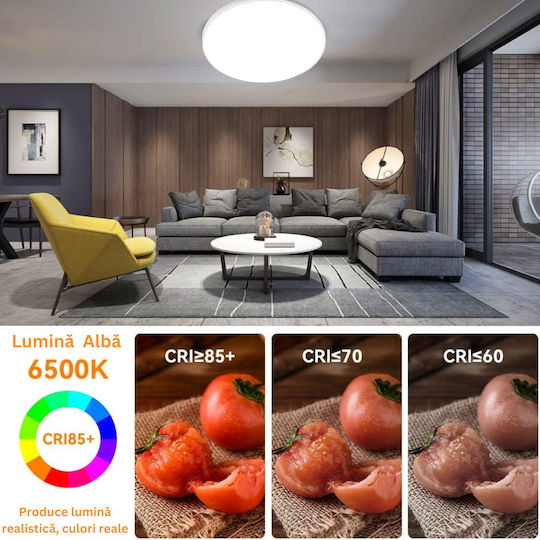 Στρογγυλό LED Panel 38W με Ψυχρό Λευκό Φως 6500K