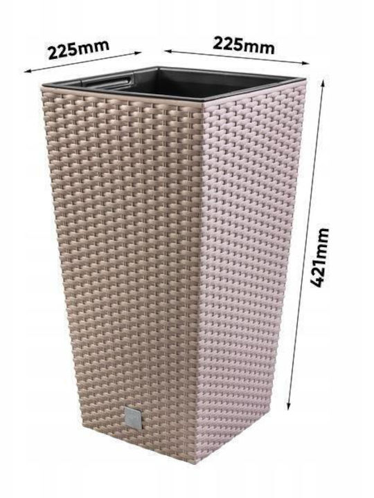 Prosperplast Vaze Pentru Plante Rattan Maro 22.5x22.5x42.1cm 2 Bucăți