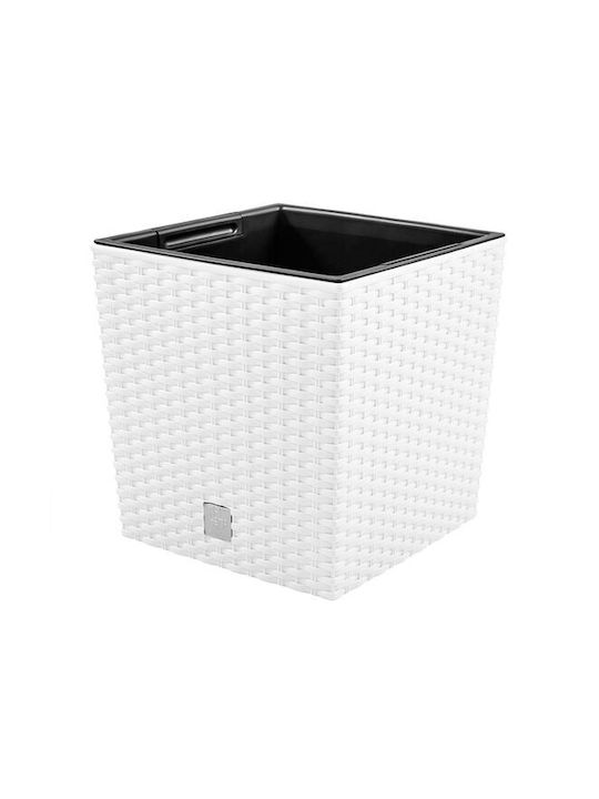 Prosperplast Ghiveci Rattan Alb 32x32x32.5εκ.