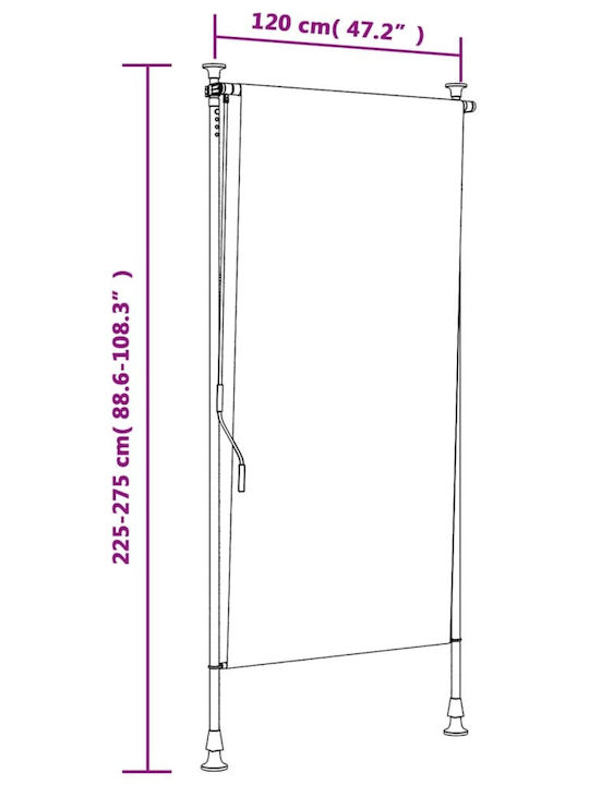 vidaXL Роло щора Тераса С LED 1.2x2.7м