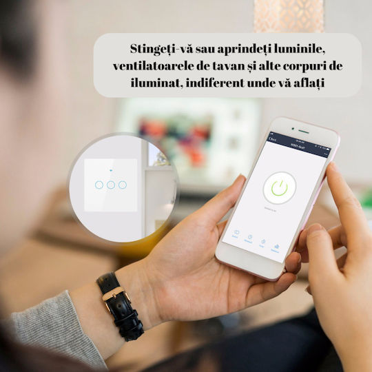 rezistent la apă Încastrat Comutator de Perete Wi-Fi Iluminat Sens unic cu Cadru Alb