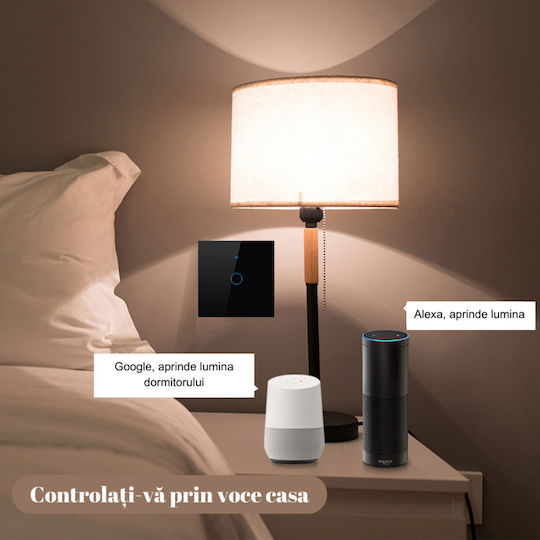 rezistent la apă Încastrat Comutator de Perete Wi-Fi Iluminat Sens unic Negru