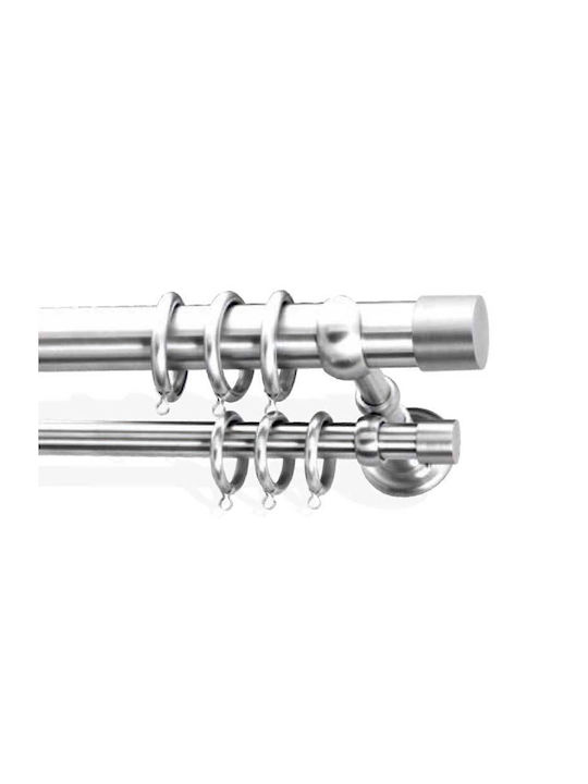 Frans Metallic Curtain Pole Bilia Single Φ25mm 160cm Nickel Satin
