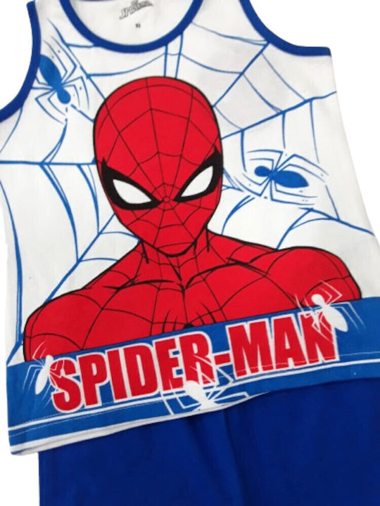 Disney Παιδική Πιτζάμα Καλοκαιρινή Βαμβακερή Light Blue Spiderman