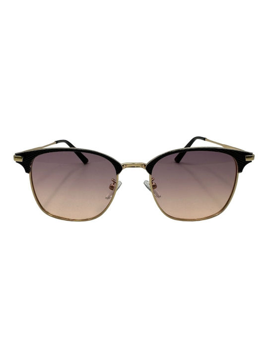 V-store Men's Sunglasses with Black Frame and Brown Gradient Lens 80-762GOLD