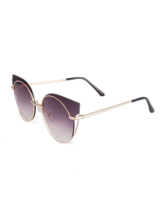 V-store Women's Sunglasses with Gold Metal Frame and Purple Gradient Lens 5988BROWN