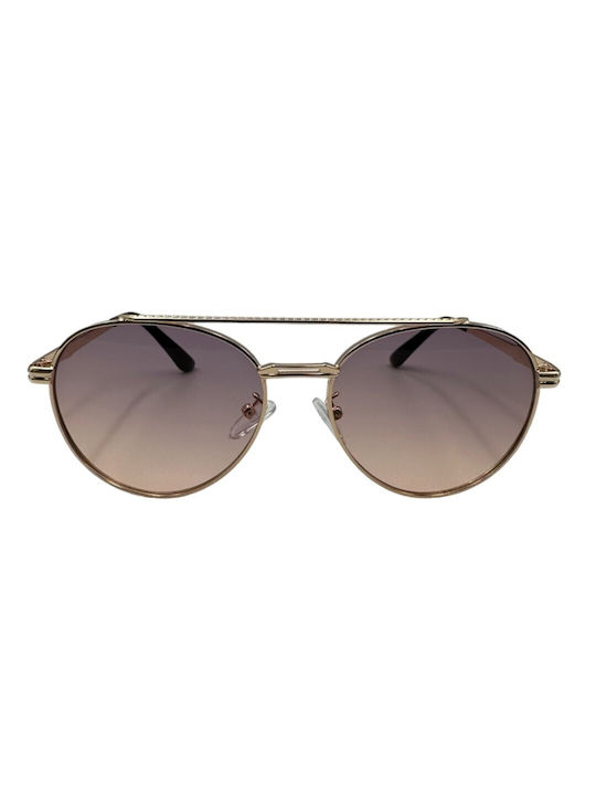 V-store Sunglasses with Gold Metal Frame and Brown Gradient Lens 80-755PINK