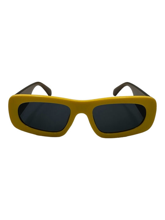 V-store Sunglasses with Yellow Plastic Frame and Black Lens 3762MUSTARD