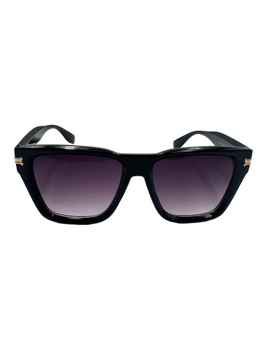 V-store Women's Sunglasses with Black Plastic Frame and Black Gradient Lens 6516BLACK