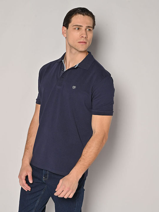 Sogo Men's Blouse Polo Navy Blue