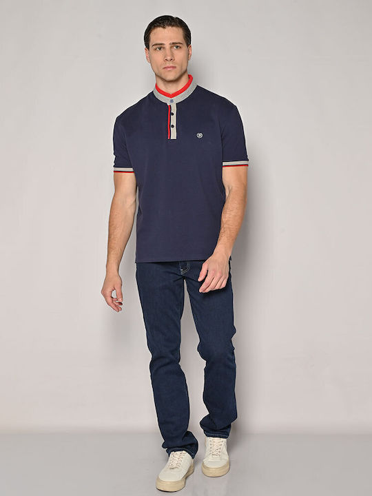 Kurzarm Herrenbluse Marineblau