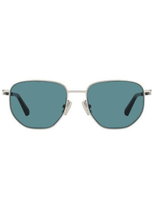 Bottega Veneta Unisex Sunglasses with Silver Metal Frame and Turquoise Mirror Lens BV1301S 004