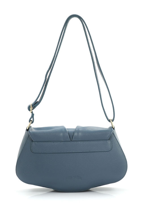 Leder Damentasche Schultertasche Blau