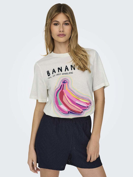 Only Damen T-Shirt Ecru