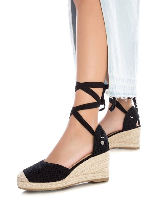 Xti Platforme dama în stil espadrile Negre