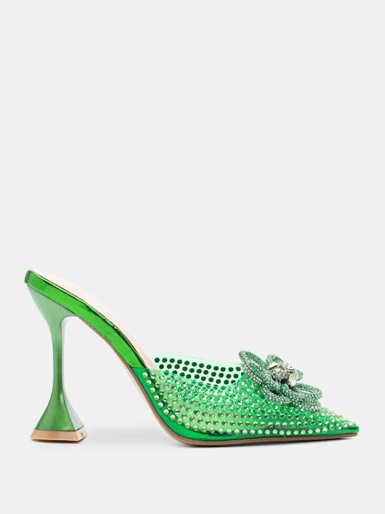 Luigi Synthetic Leather Pointed Toe Green High Heels