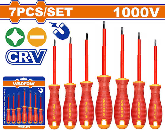 Wadfow Set 7 Electrician VDE 1000V Screwdrivers with 7 Interchangeable Tips