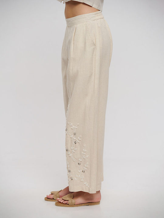 Ble Resort Collection Damen Baumwolle Palazzo-Hose Beige