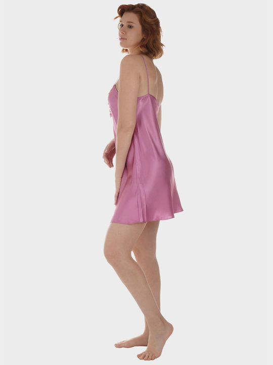 G Secret Summer Satin Women's Nightdress Pink