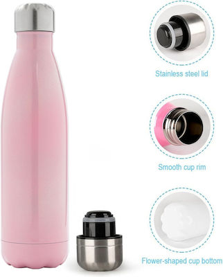 Chopper One Piece Metallic Thermos Water Bottle Pink Iridescent Stainless Steel Double Wall 500ml