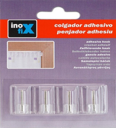 Self-Adhesive Curtain Rod Hook Inofix 2042 25x17x12mm Set of 4 Pieces Transparent 193-2042-0
