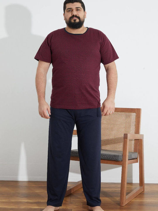 Pijamale Bărbați Pantaloni Lungi Mâneci Scurte 4981 Bordeaux