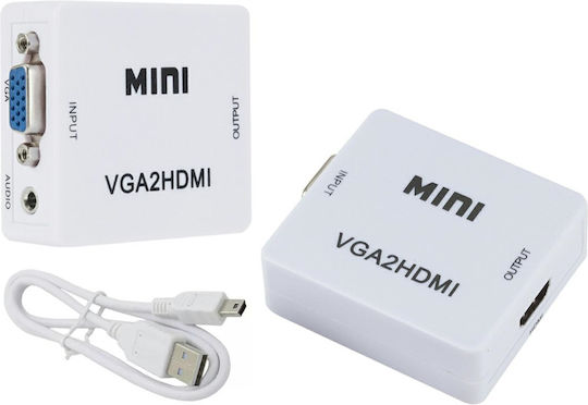 Convertor VGA / HDMI Masculin în VGA / HDMI Feminin Alb 1 Bucată ZE1HD33QWS6