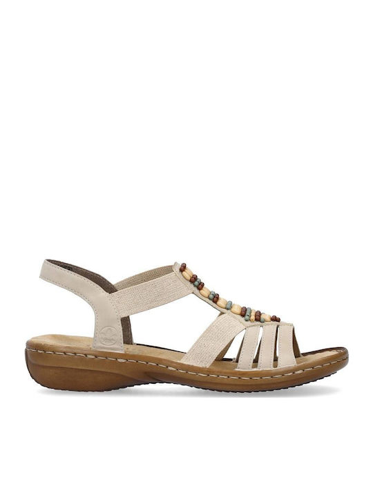 Women's Flat Sandals in Beige Color