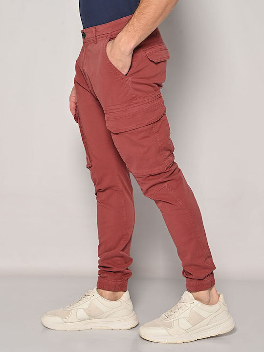 Cargo Men's Trousers Elastic Burgundy