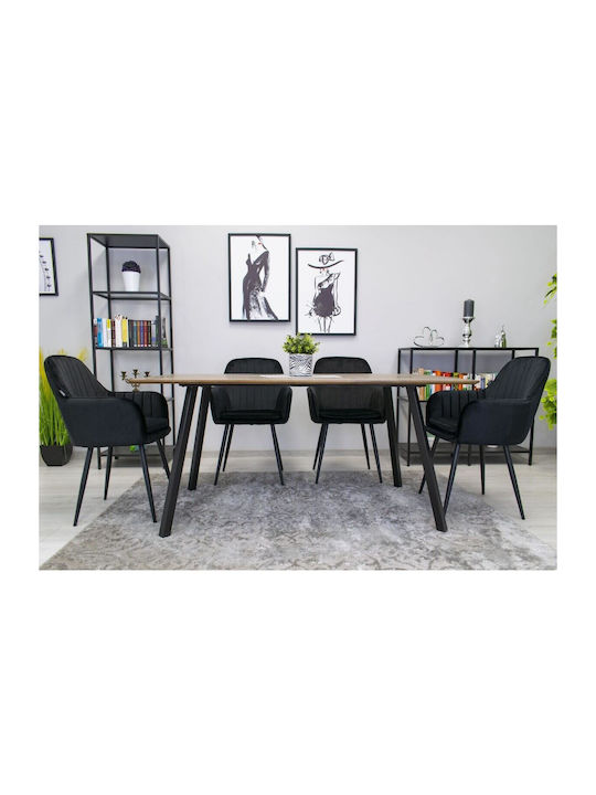 Kitchen Velvet Chair Negru 57.5x56.5x86.5cm