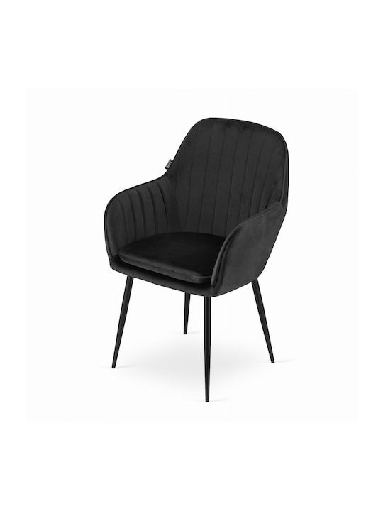 Kitchen Velvet Chair Negru 57.5x56.5x86.5cm