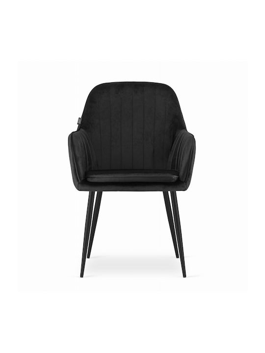 Kitchen Velvet Chair Negru 57.5x56.5x86.5cm